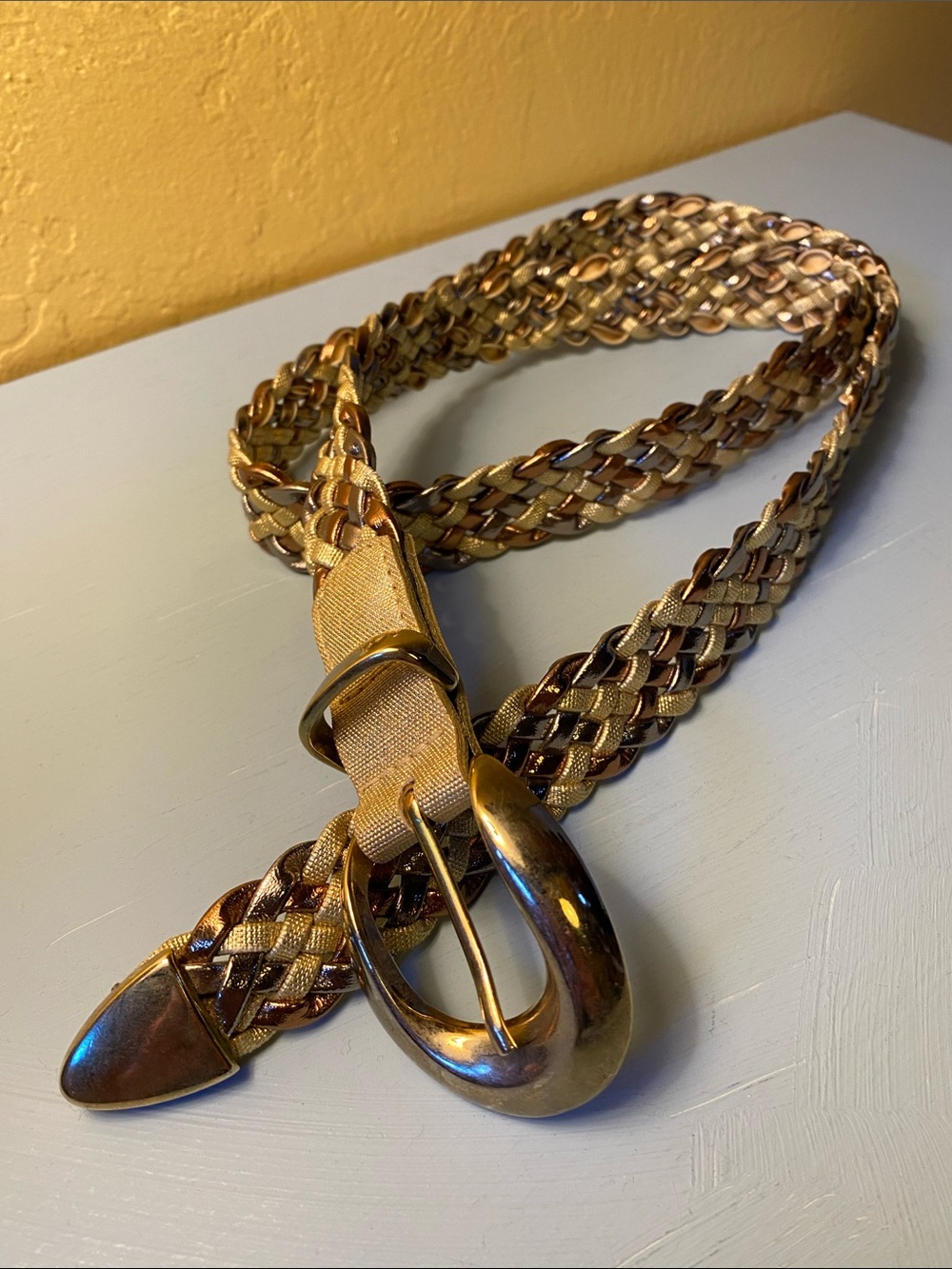 Braided Belt of Copper, Silver & Gold